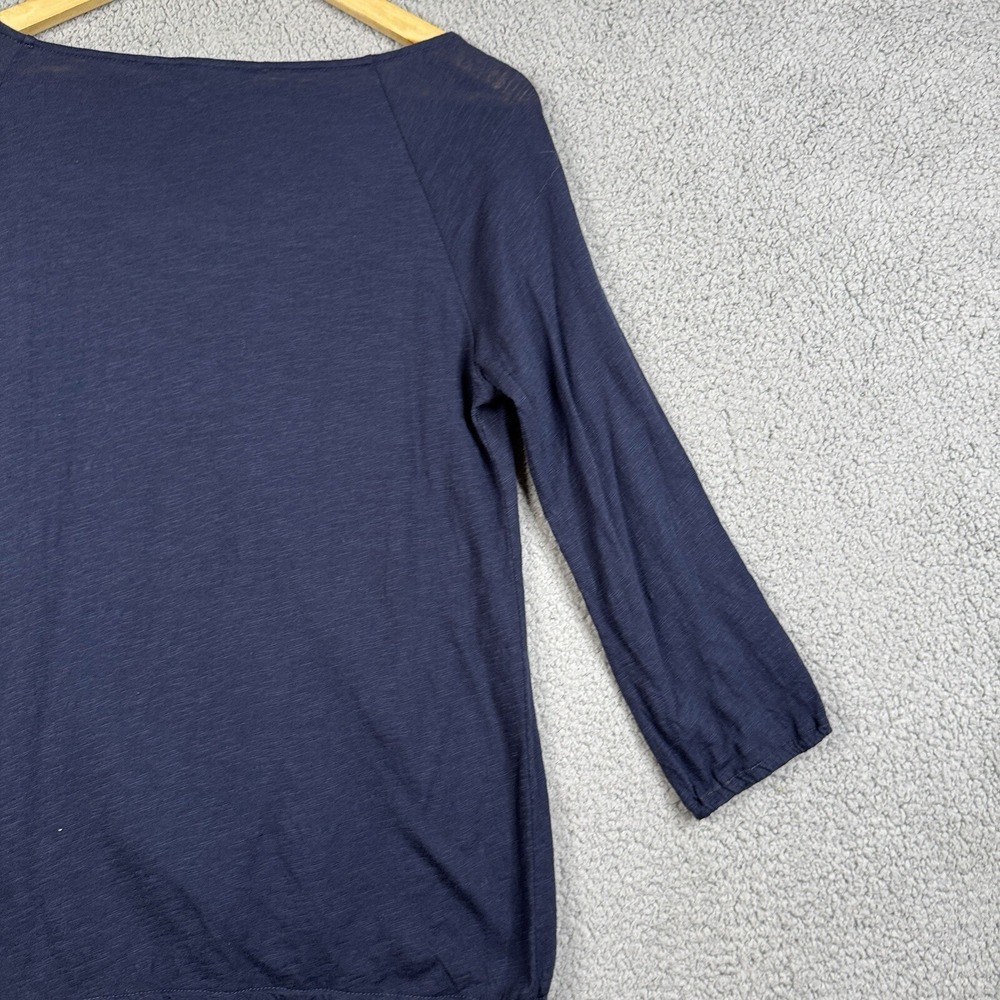 Lucky Brand Tunic Top Womens Size Medium Navy Blue Eyelet 3/4 Sleeve Boat Neck - Picture 7 of 15